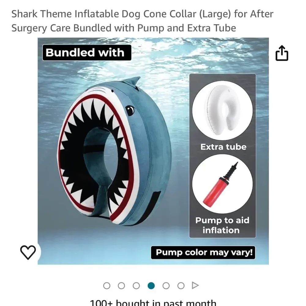 Choola Pet Inflated Recovery Collar Shark Attack Design Large Dog